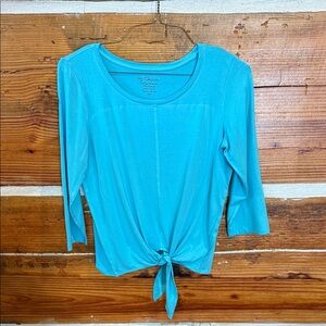 Chico's Aqua Tie-Front Blouse